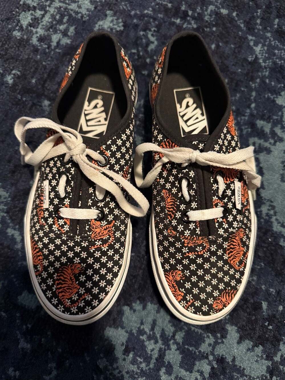 Vans Authentic Tiger Floral Sneakers Black Orange White